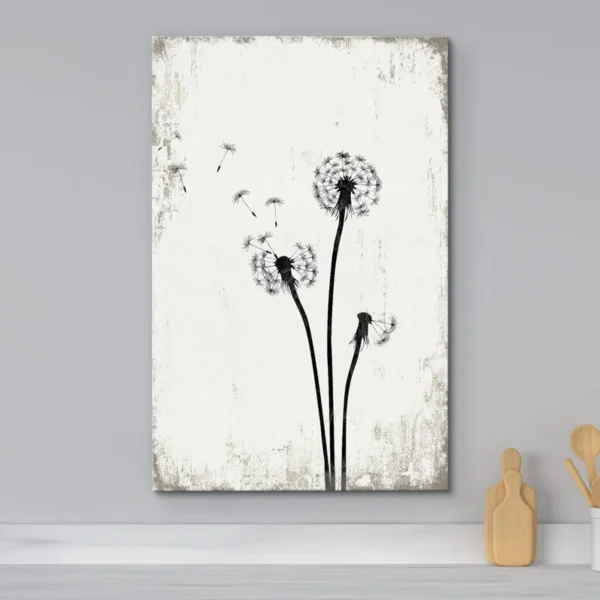 Dandelion Whimsy Minimalist Neutral Vintage