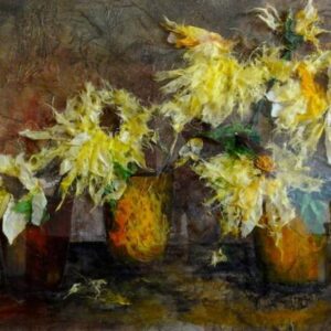Three Pots of Sunflowers Art Print
