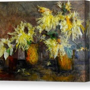 Three Pots of Sunflowers Canvas Print