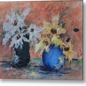 Two Vases of Flowers Metal Print
