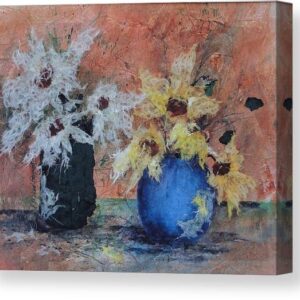 Two Vases of Flowers Canvas Print