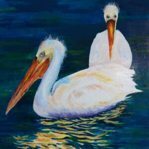 White Pelicans- Original Acrylic 24x30 $1100.00